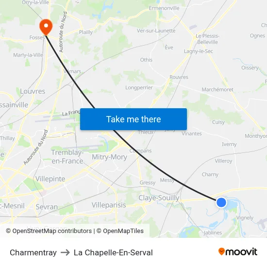 Charmentray to La Chapelle-En-Serval map
