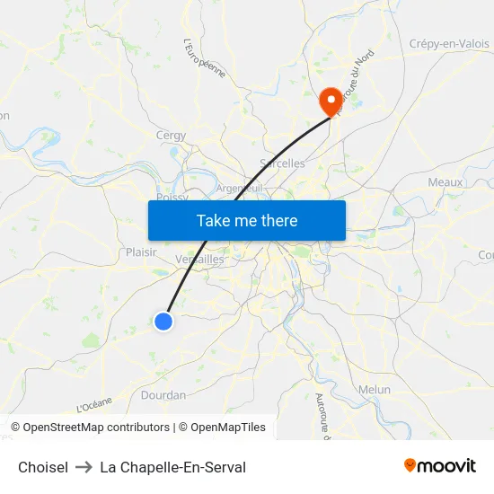 Choisel to La Chapelle-En-Serval map