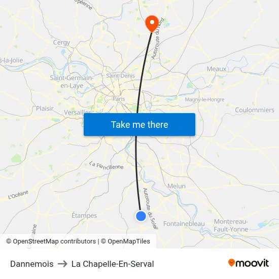 Dannemois to La Chapelle-En-Serval map