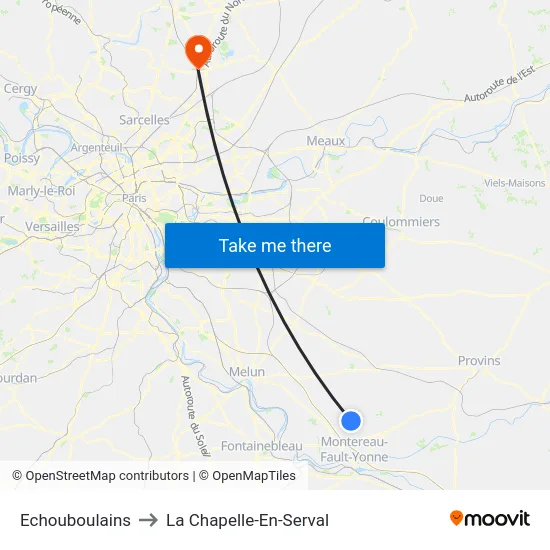 Echouboulains to La Chapelle-En-Serval map