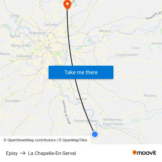 Episy to La Chapelle-En-Serval map