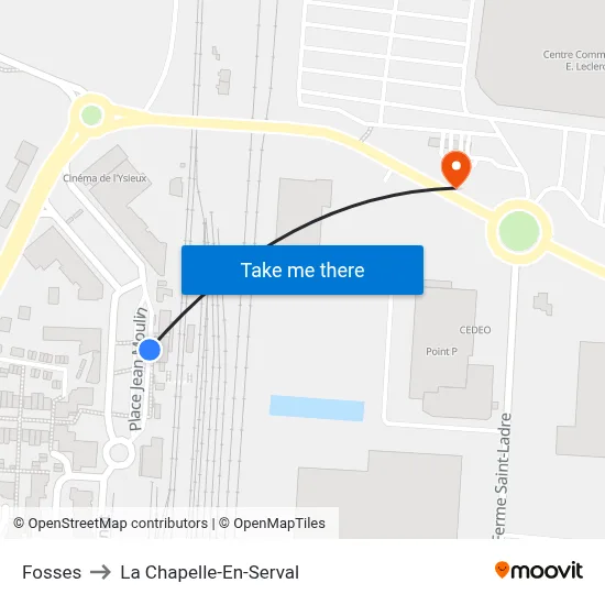 Fosses to La Chapelle-En-Serval map