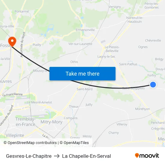 Gesvres-Le-Chapitre to La Chapelle-En-Serval map