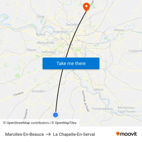 Marolles-En-Beauce to La Chapelle-En-Serval map