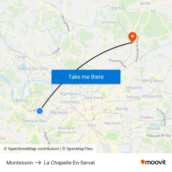 Montesson to La Chapelle-En-Serval map