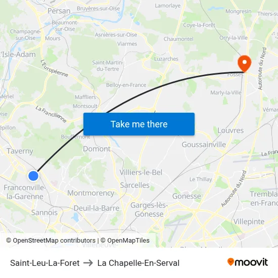 Saint-Leu-La-Foret to La Chapelle-En-Serval map