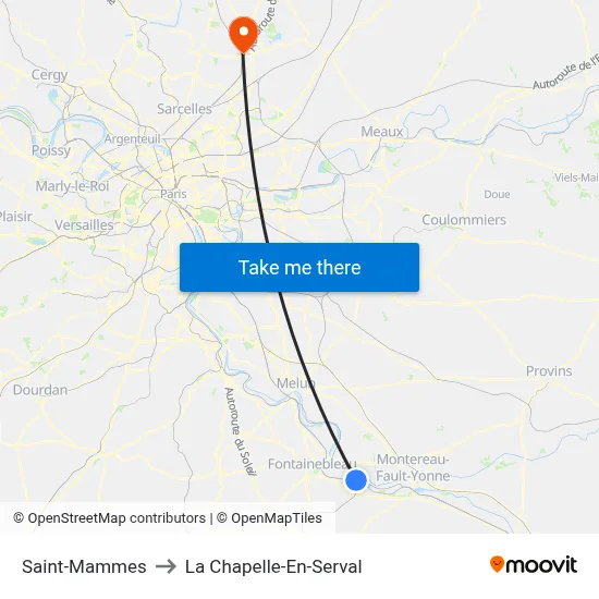 Saint-Mammes to La Chapelle-En-Serval map