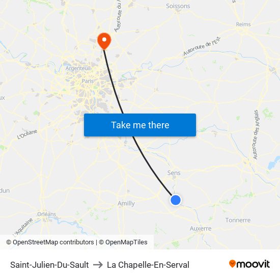 Saint-Julien-Du-Sault to La Chapelle-En-Serval map