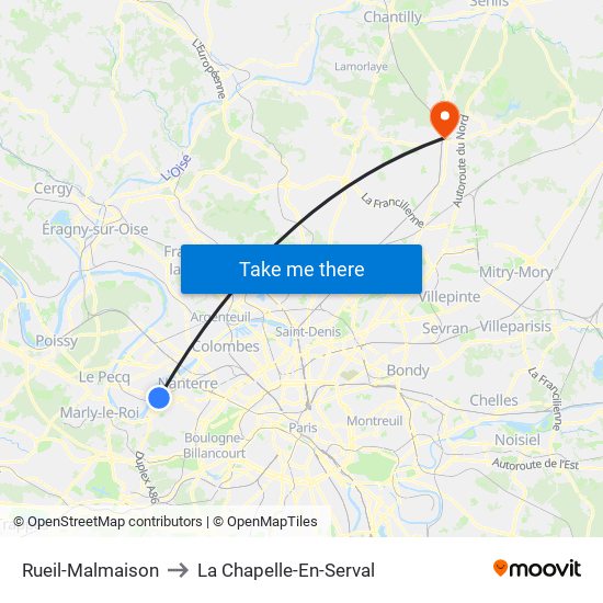 Rueil-Malmaison to La Chapelle-En-Serval map