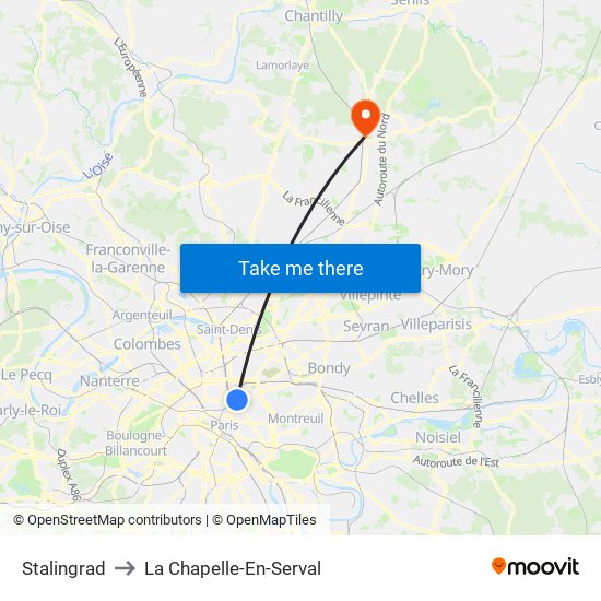 Stalingrad to La Chapelle-En-Serval map