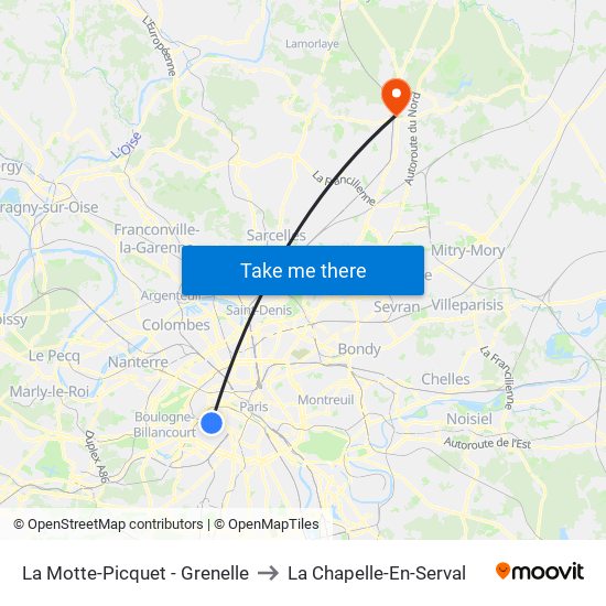 La Motte-Picquet - Grenelle to La Chapelle-En-Serval map