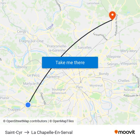 Saint-Cyr to La Chapelle-En-Serval map