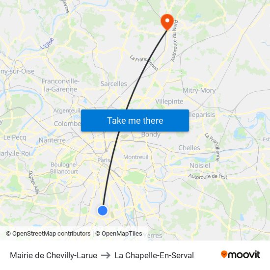 Mairie de Chevilly-Larue to La Chapelle-En-Serval map