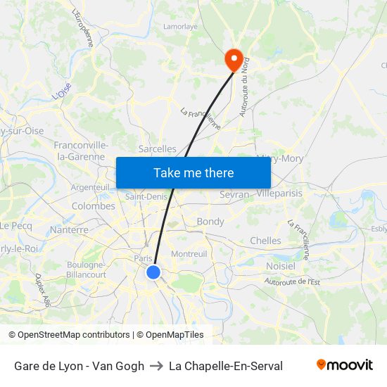 Gare de Lyon - Van Gogh to La Chapelle-En-Serval map