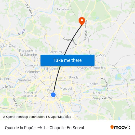 Quai de la Rapée to La Chapelle-En-Serval map