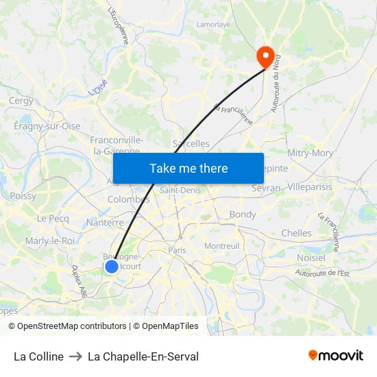 La Colline to La Chapelle-En-Serval map