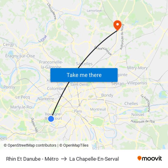 Rhin Et Danube - Métro to La Chapelle-En-Serval map