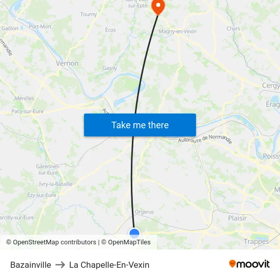 Bazainville to La Chapelle-En-Vexin map