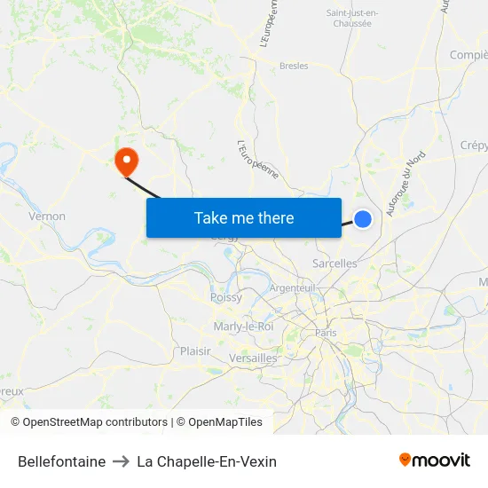 Bellefontaine to La Chapelle-En-Vexin map