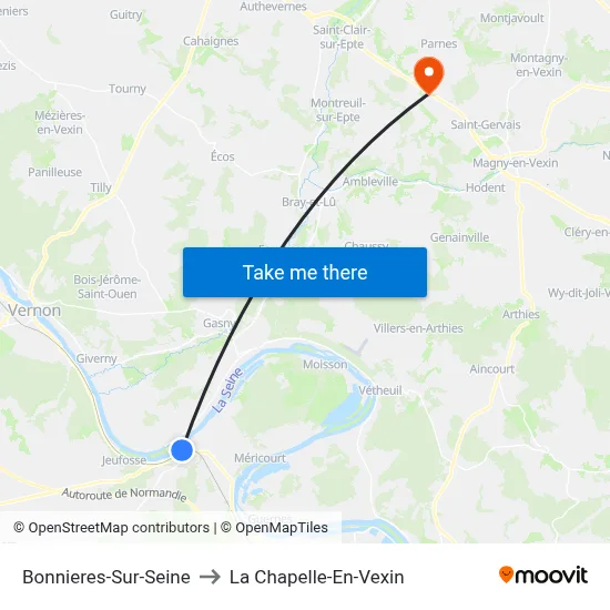 Bonnieres-Sur-Seine to La Chapelle-En-Vexin map