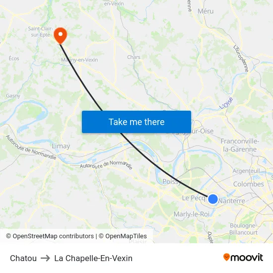 Chatou to La Chapelle-En-Vexin map