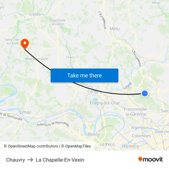 Chauvry to La Chapelle-En-Vexin map