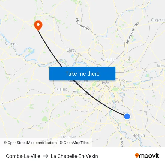 Combs-La-Ville to La Chapelle-En-Vexin map