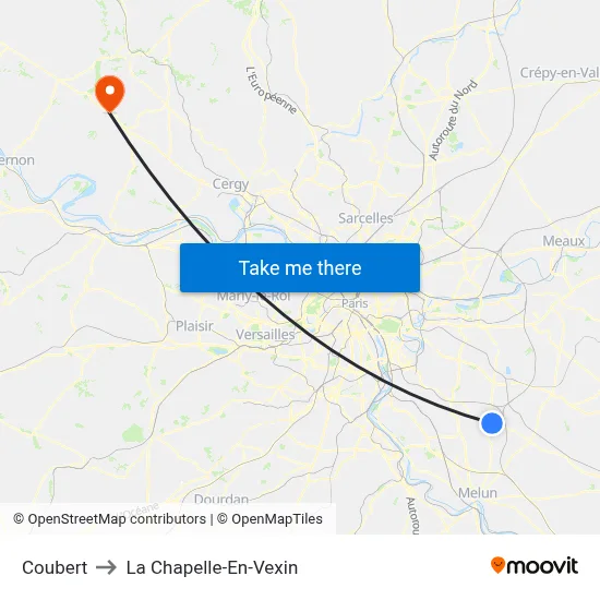 Coubert to La Chapelle-En-Vexin map