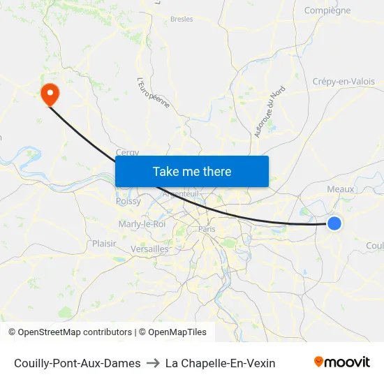 Couilly-Pont-Aux-Dames to La Chapelle-En-Vexin map