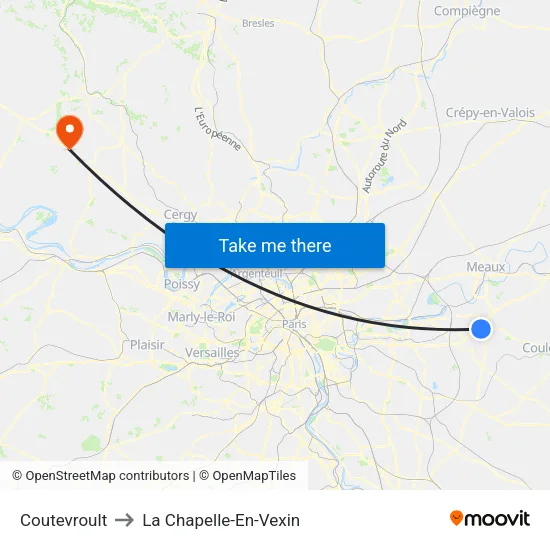 Coutevroult to La Chapelle-En-Vexin map