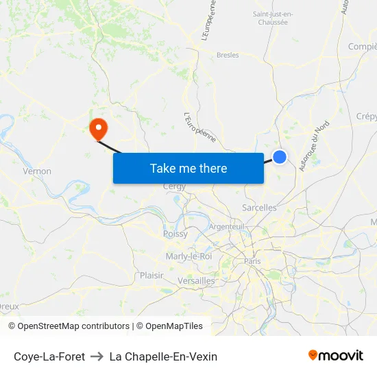 Coye-La-Foret to La Chapelle-En-Vexin map