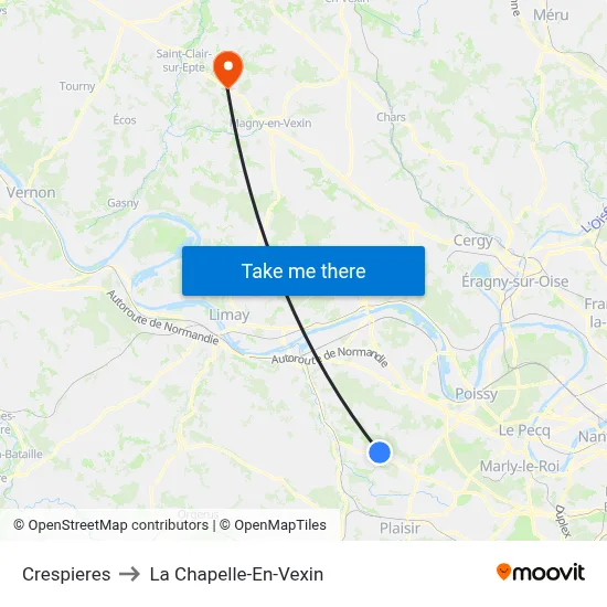 Crespieres to La Chapelle-En-Vexin map
