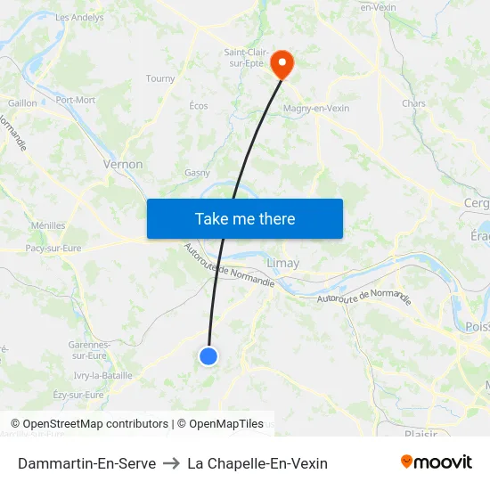 Dammartin-En-Serve to La Chapelle-En-Vexin map