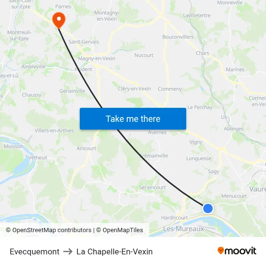 Evecquemont to La Chapelle-En-Vexin map
