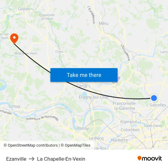 Ezanville to La Chapelle-En-Vexin map