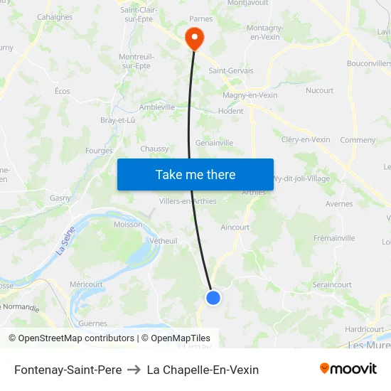 Fontenay-Saint-Pere to La Chapelle-En-Vexin map