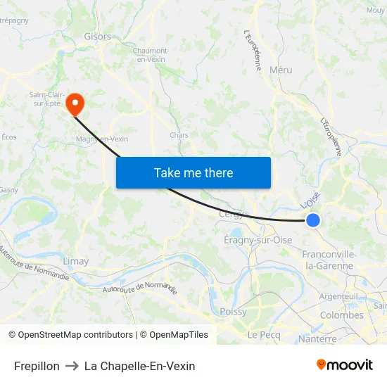 Frepillon to La Chapelle-En-Vexin map