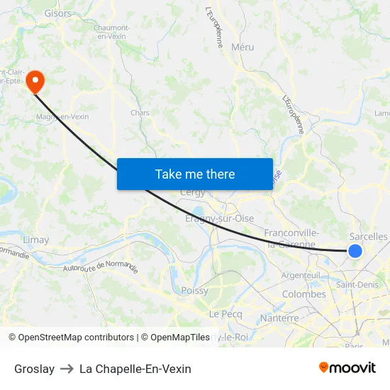 Groslay to La Chapelle-En-Vexin map