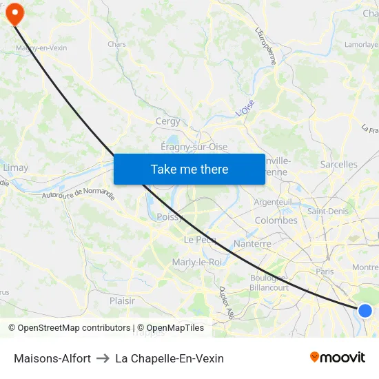 Maisons-Alfort to La Chapelle-En-Vexin map