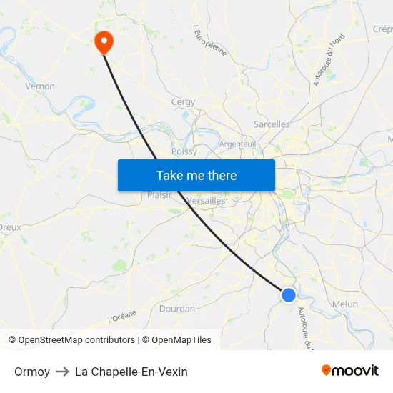 Ormoy to La Chapelle-En-Vexin map