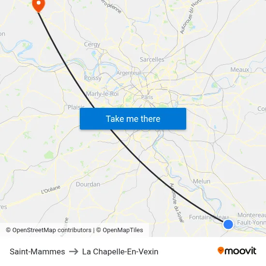 Saint-Mammes to La Chapelle-En-Vexin map