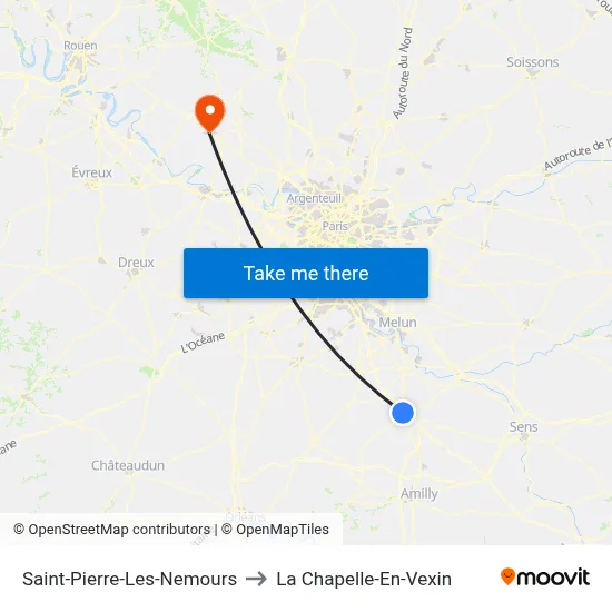 Saint-Pierre-Les-Nemours to La Chapelle-En-Vexin map