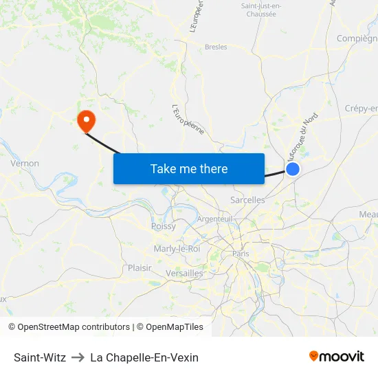 Saint-Witz to La Chapelle-En-Vexin map