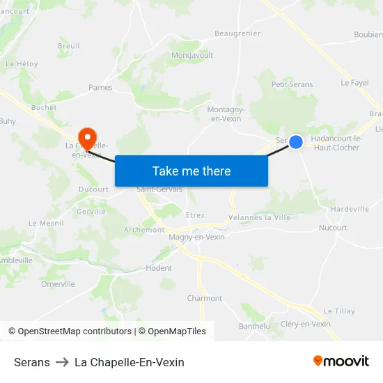 Serans to La Chapelle-En-Vexin map