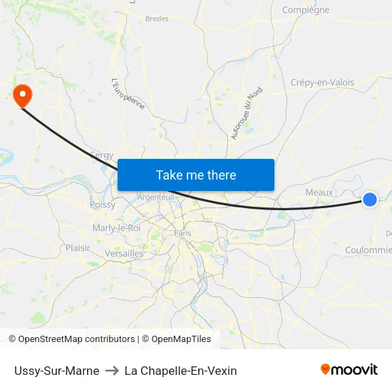 Ussy-Sur-Marne to La Chapelle-En-Vexin map