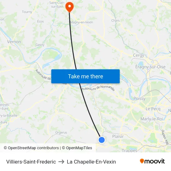 Villiers-Saint-Frederic to La Chapelle-En-Vexin map