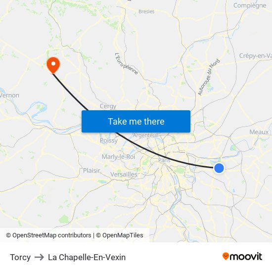 Torcy to La Chapelle-En-Vexin map