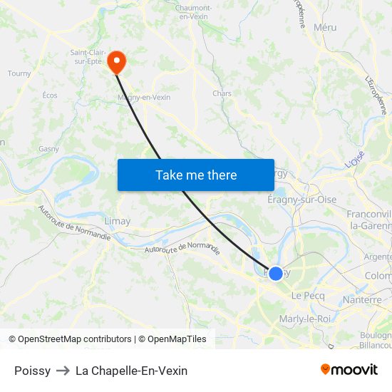 Poissy to La Chapelle-En-Vexin map