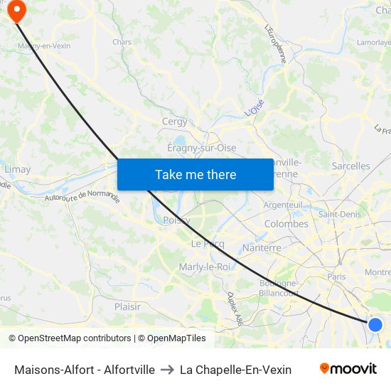 Maisons-Alfort - Alfortville to La Chapelle-En-Vexin map