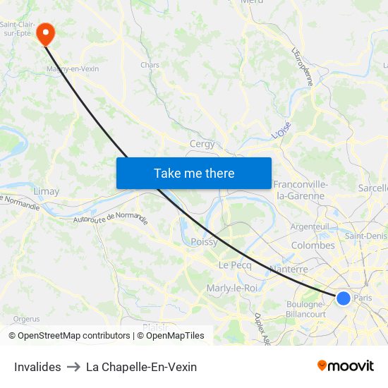 Invalides to La Chapelle-En-Vexin map